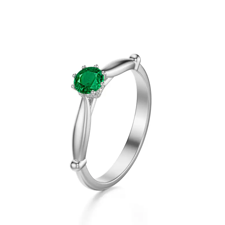 Pierścionek z białego złota ze szmaragdem AJPZ_095